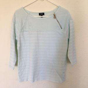 Jones New York signature light mint cotton 3/4 sleeve top. Size XL.